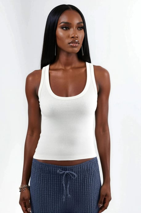 Busem Ärmelloses Tanktop aus Modal-Baumwolle mit U-Ausschnitt - Weiß - Image 6