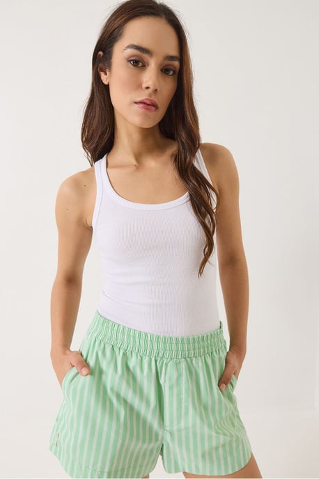 Bianco Lucci Geripptes Tanktop - Weiß - Image 2