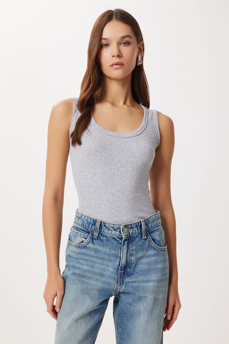 Fitted U-Ausschnitt Strick-2er-Pack Tanktop - Image 2