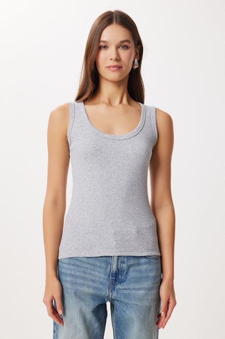 Fitted U-Ausschnitt Strick-2er-Pack Tanktop - Image 3