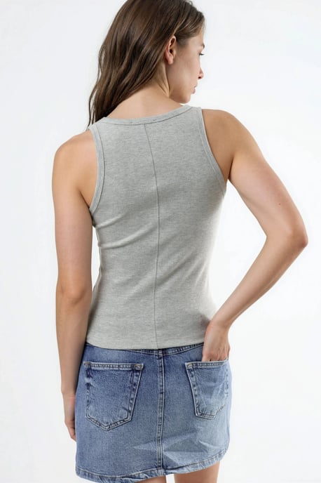 Ärmelloses U-Ausschnitt Modal-Baumwoll Tanktop - Image 3