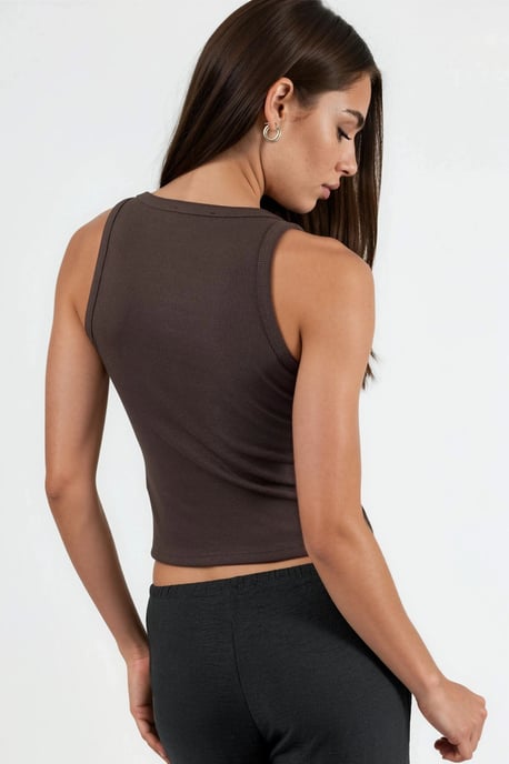V-Ausschnitt Rippenstrick Viskose-Mix Tanktop - Image 3