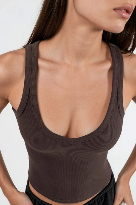 V-Ausschnitt Rippenstrick Viskose-Mix Tanktop - Image 5