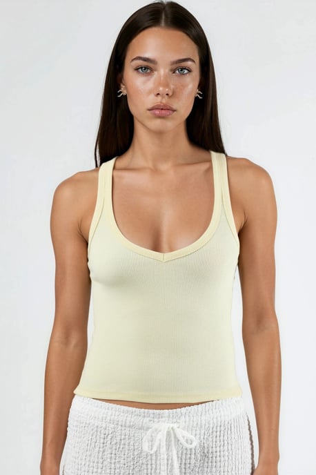 V-Ausschnitt Ripp-Viskose-Mischung Tanktop - Image 6