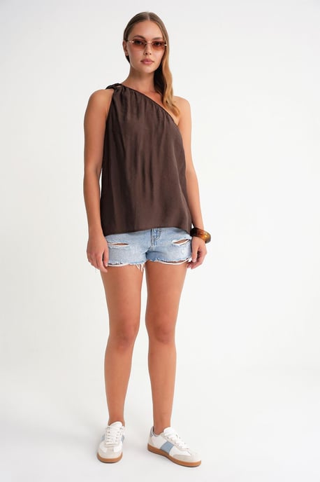 Asymmetrisches Kragen-Accessoire Detailtop - Image 2