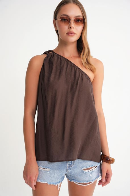 Asymmetrisches Kragen-Accessoire Detailtop - Image 3