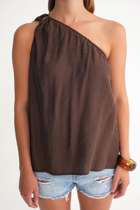Asymmetrisches Kragen-Accessoire Detailtop - Image 4