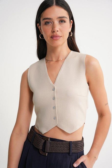 V-Ausschnitt Knopfveste - Image 1