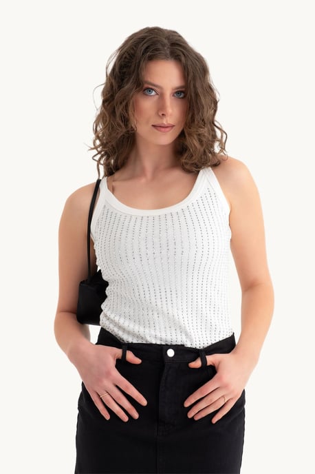 Scoop-Hals geripptes Tanktop - Image 1