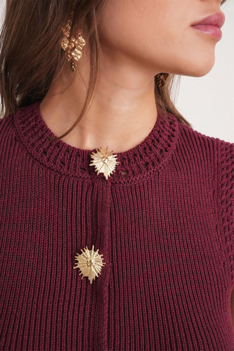 Strukturiertes Strick-Crop-Top mit Knopf-Details - Image 6
