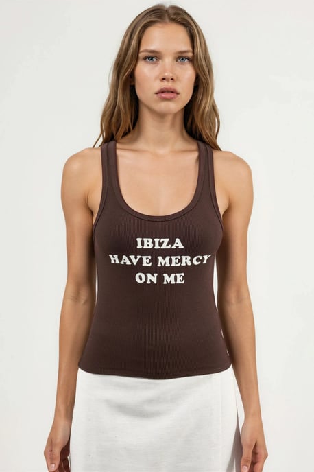 Geripptes Bedrucktes Ärmelloses U-Ausschnitt Tanktop - Image 6