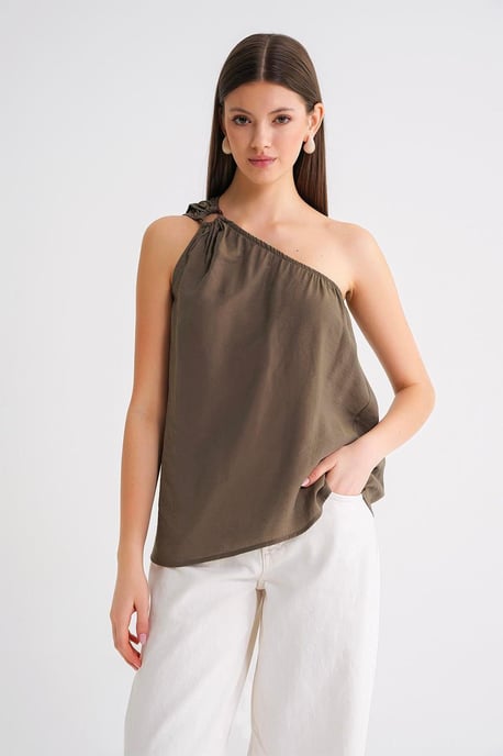 Asymmetrisches Kragenaccessoire Detailliertes Oberteil - Image 3