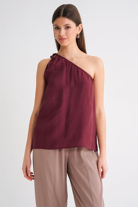 Asymmetrisches Kragen-Accessoire Detailliertes Top - Image 1