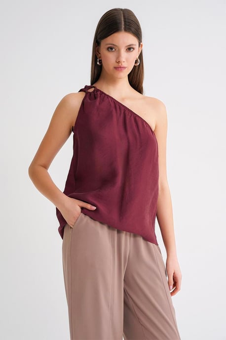 Asymmetrisches Kragen-Accessoire Detailliertes Top - Image 2