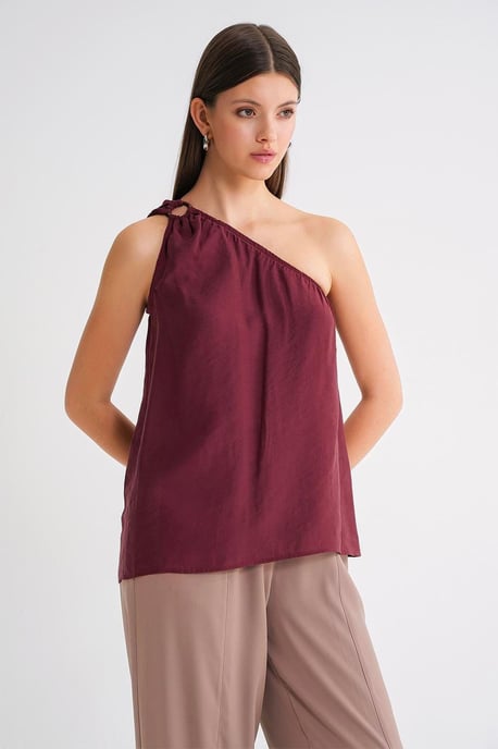 Asymmetrisches Kragen-Accessoire Detailliertes Top - Image 4