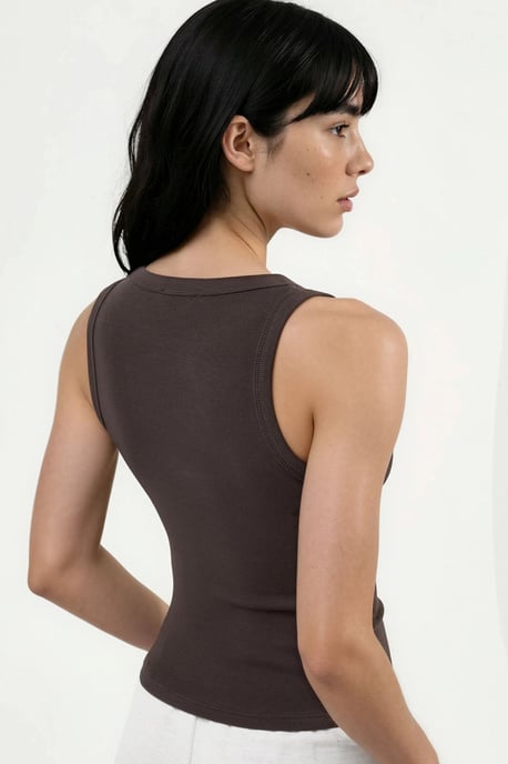Rippstrick ärmelloses Crew Neck Tanktop - Image 3