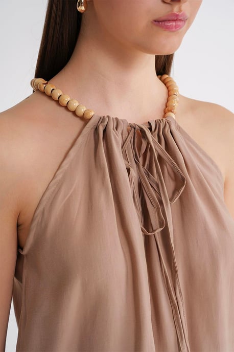 Perlen-Träger Halsband Ärmelloses Gewebtes Top - Image 6