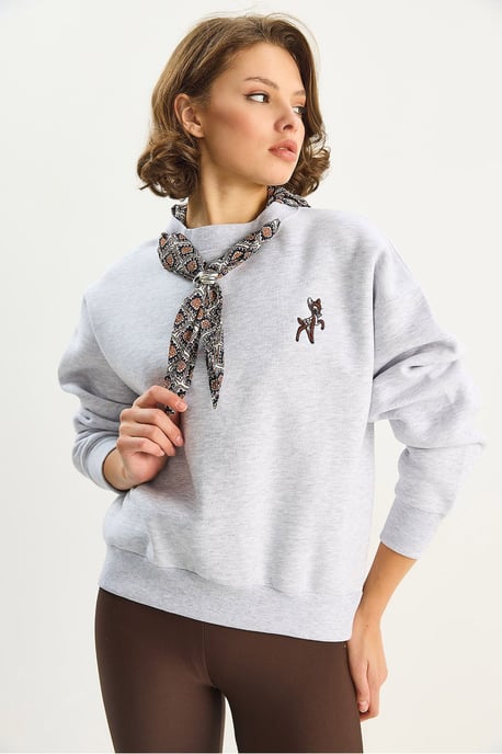 Bestickter Rundhalsausschnitt Sweatshirt - Image 3