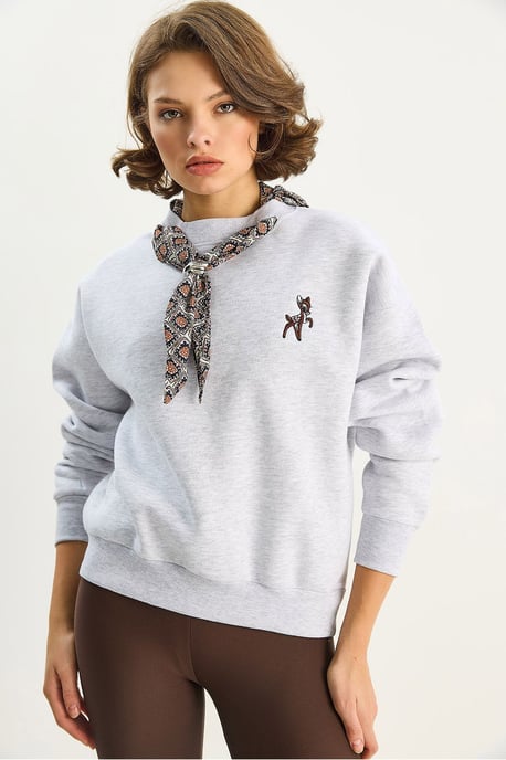 Bestickter Rundhalsausschnitt Sweatshirt - Image 4