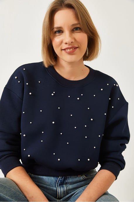 Musterpullover mit Rundhalsausschnitt und Pompon - Image 3