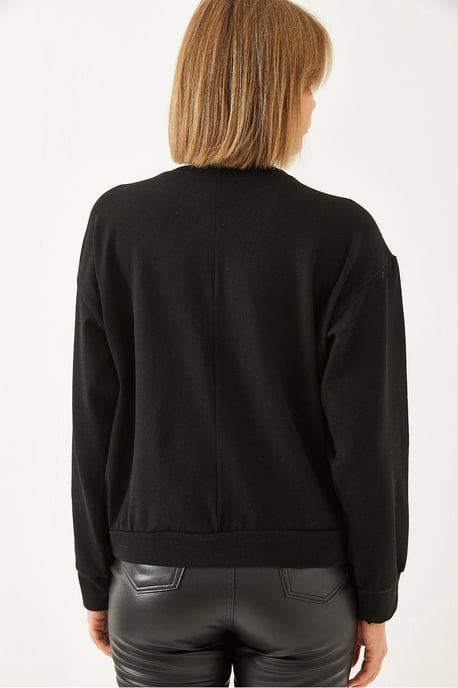 Leopardenmuster Pailletten Rundhals Sweatshirt - Image 4