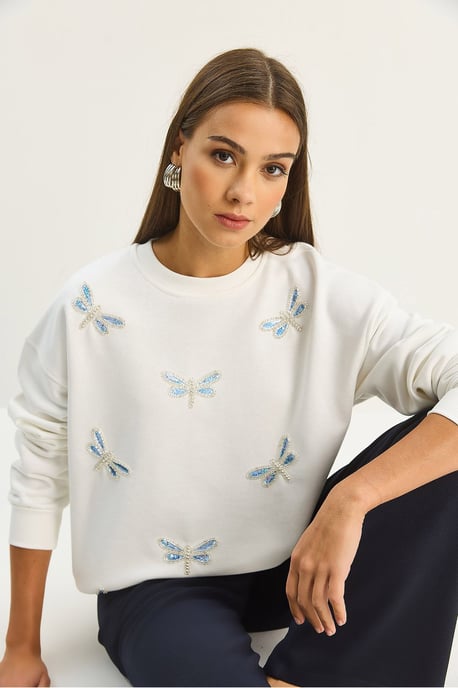 Libelle Bestickter Rundhals-Sweatshirt - Image 2