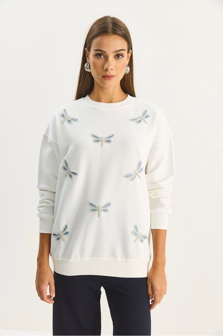 Libelle Bestickter Rundhals-Sweatshirt - Image 4