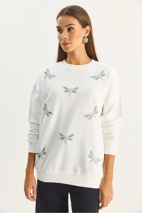 Libelle Bestickter Rundhals-Sweatshirt - Image 5
