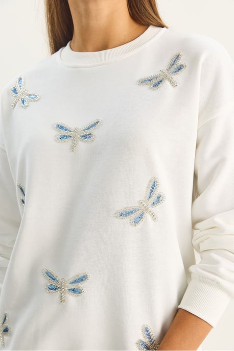 Libelle Bestickter Rundhals-Sweatshirt - Image 6