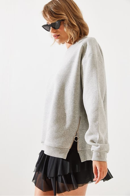 Sweatshirt mit Reißverschluss und Rundhalsausschnitt - Image 2