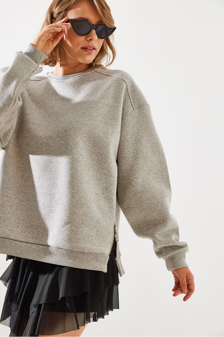 Sweatshirt mit Reißverschluss und Rundhalsausschnitt - Image 3