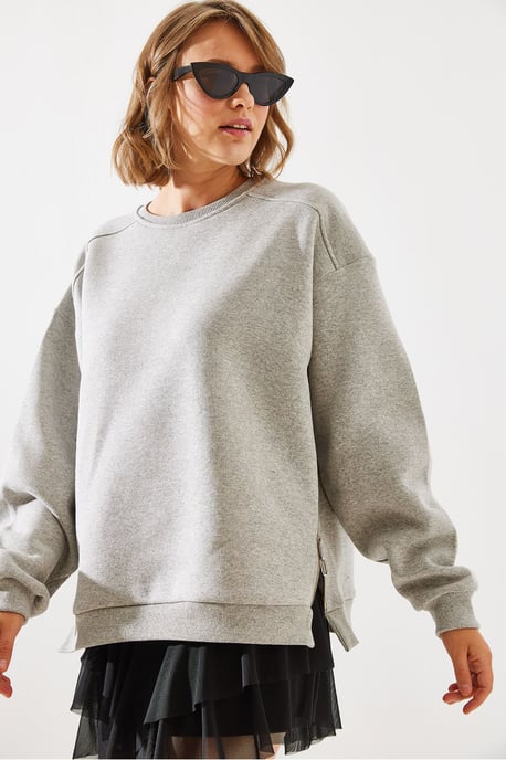 Sweatshirt mit Reißverschluss und Rundhalsausschnitt - Image 6