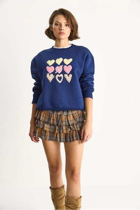 Herz-Patch-Applikation Relaxed Fit Rundhals Sweatshirt - Image 4