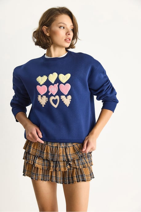 Herz-Patch-Applikation Relaxed Fit Rundhals Sweatshirt - Image 5