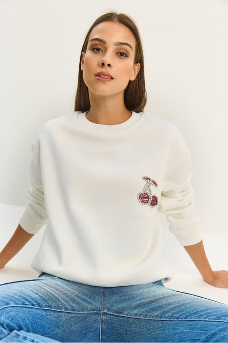 Bestickter Rundhalsausschnitt Sweatshirt - Image 2