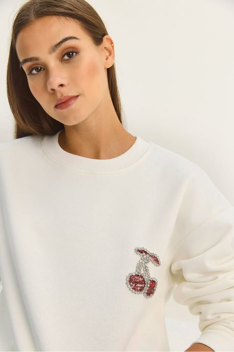 Bestickter Rundhalsausschnitt Sweatshirt - Image 3