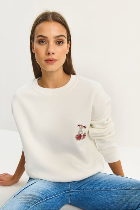 Bestickter Rundhalsausschnitt Sweatshirt - Image 4