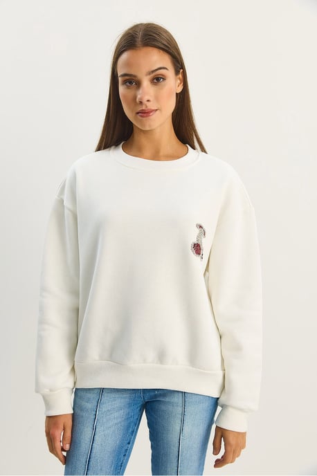 Bestickter Rundhalsausschnitt Sweatshirt - Image 5