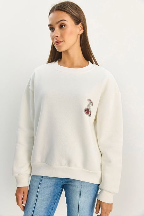 Bestickter Rundhalsausschnitt Sweatshirt - Image 6