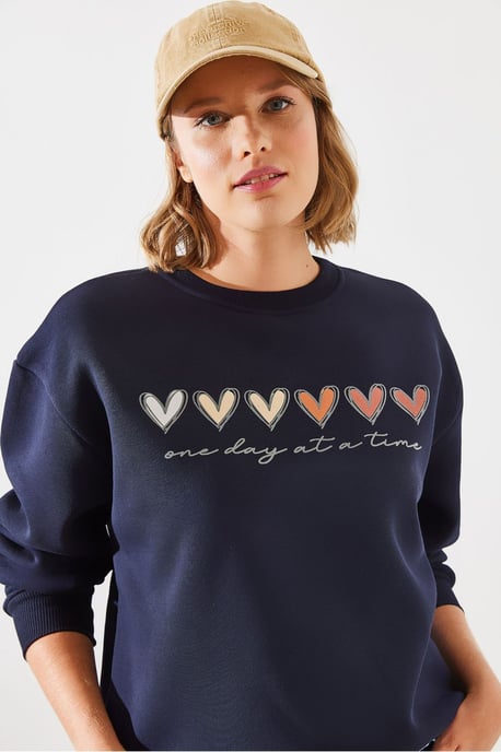 Herz-Muster Crewneck Sweatshirt - Image 2