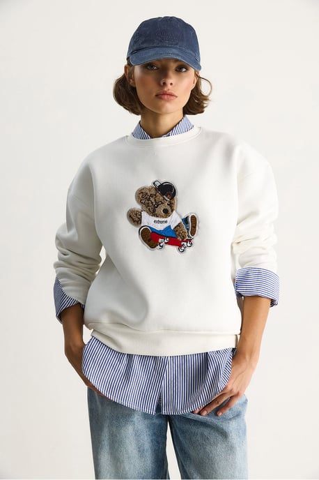 Bestickter Rundhals-Pullover mit langen Ärmeln - Image 3