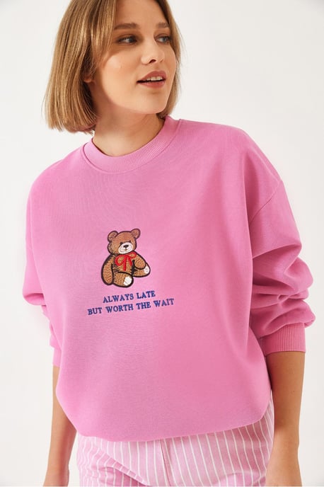 Bestickter bedruckter Rundhalsausschnitt Sweatshirt - Image 2