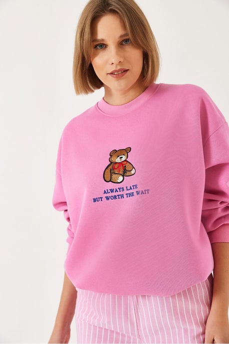 Bestickter bedruckter Rundhalsausschnitt Sweatshirt - Image 3