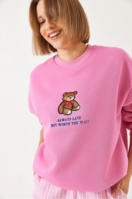 Bestickter bedruckter Rundhalsausschnitt Sweatshirt - Image 4