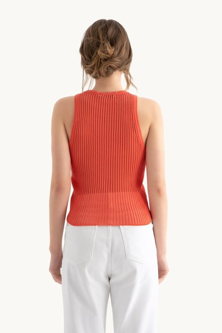 Rundhals Rippen-Mesh Tanktop - Image 2