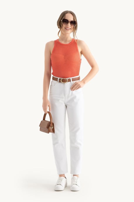 Rundhals Rippen-Mesh Tanktop - Image 4