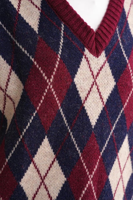 V-Ausschnitt Strickpullover Vest mit Argyle-Muster - Image 6