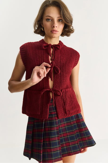 Strickjersey-Weste mit Bindegurt - Image 2