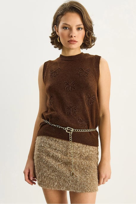 Strickpullover-Weste mit Stickerei - Image 1