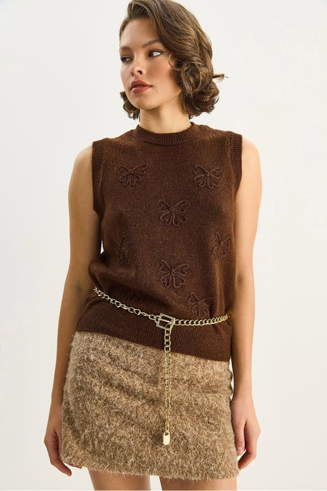 Strickpullover-Weste mit Stickerei - Image 4